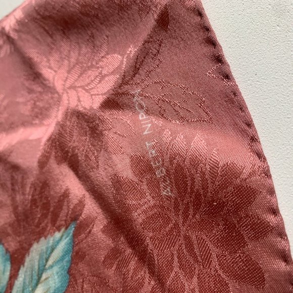 Albert Nipon for Collection XIIX Ltd Vintage 100% Silk Scarf Floral Pink Square - Picture 2 of 4